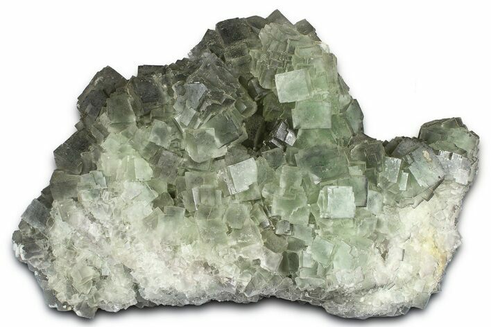 Green Cubic Fluorite Crystal Cluster on Matrix - China #372109
